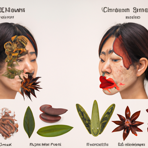 תמונת השוואה של צמחי פנים ותרופות מסורתיות.